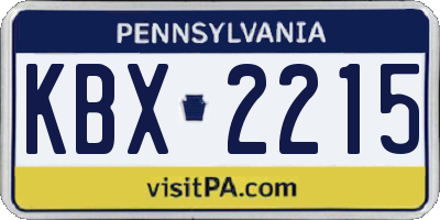 PA license plate KBX2215