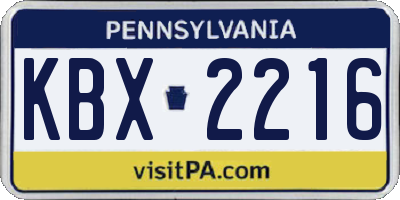 PA license plate KBX2216