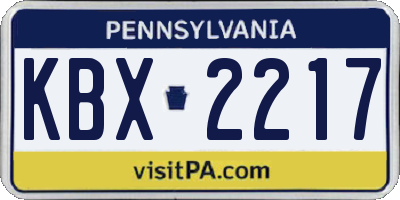 PA license plate KBX2217