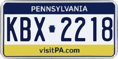 PA license plate KBX2218