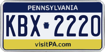 PA license plate KBX2220