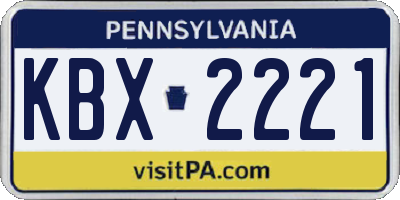 PA license plate KBX2221