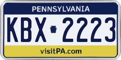 PA license plate KBX2223