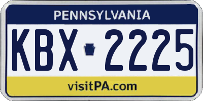 PA license plate KBX2225