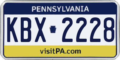 PA license plate KBX2228