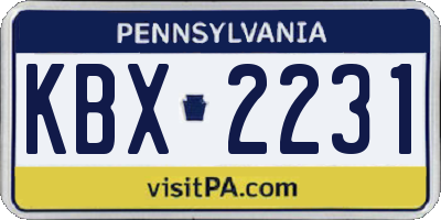 PA license plate KBX2231