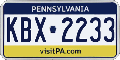 PA license plate KBX2233