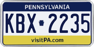 PA license plate KBX2235