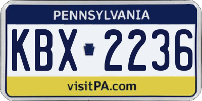 PA license plate KBX2236