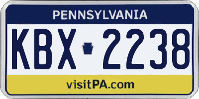 PA license plate KBX2238
