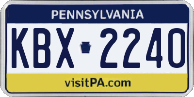 PA license plate KBX2240