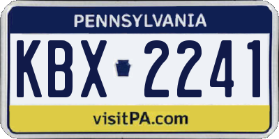 PA license plate KBX2241