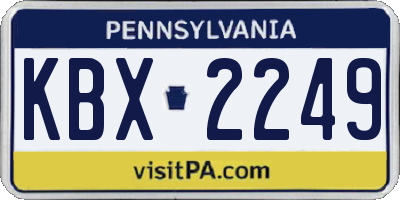 PA license plate KBX2249