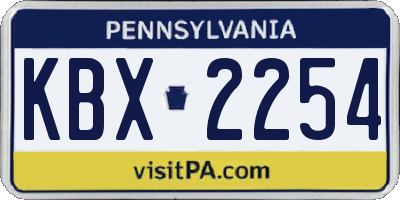 PA license plate KBX2254