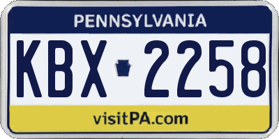 PA license plate KBX2258