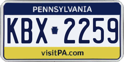 PA license plate KBX2259