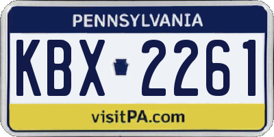 PA license plate KBX2261