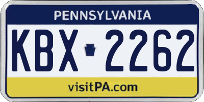 PA license plate KBX2262