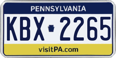 PA license plate KBX2265
