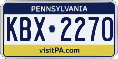 PA license plate KBX2270