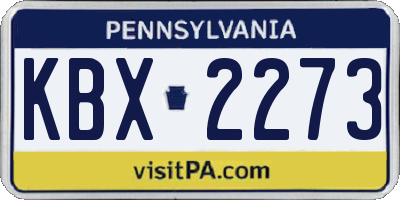 PA license plate KBX2273