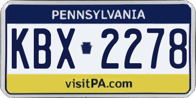 PA license plate KBX2278