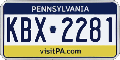PA license plate KBX2281
