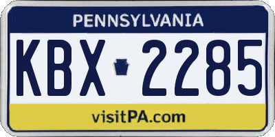 PA license plate KBX2285