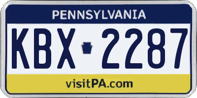 PA license plate KBX2287