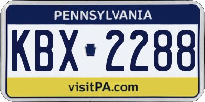 PA license plate KBX2288