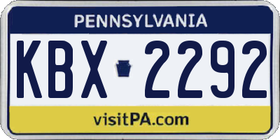 PA license plate KBX2292