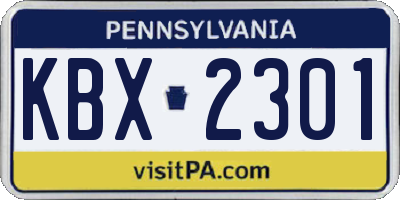 PA license plate KBX2301