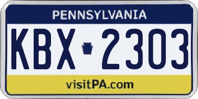 PA license plate KBX2303