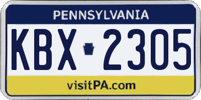 PA license plate KBX2305