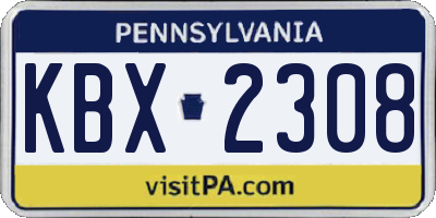 PA license plate KBX2308