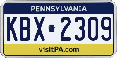 PA license plate KBX2309