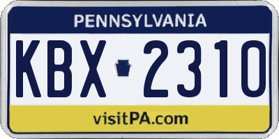 PA license plate KBX2310