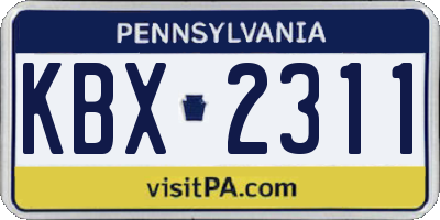 PA license plate KBX2311