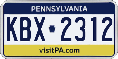 PA license plate KBX2312