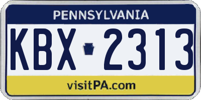 PA license plate KBX2313