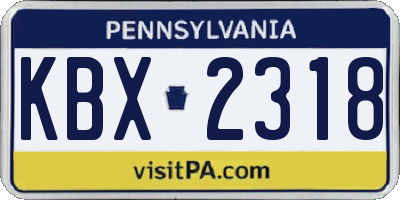 PA license plate KBX2318