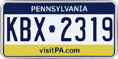 PA license plate KBX2319