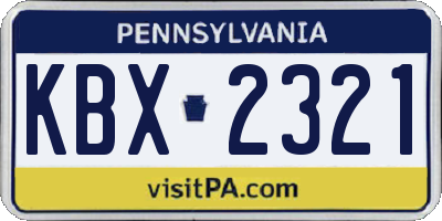 PA license plate KBX2321