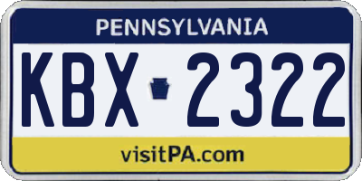 PA license plate KBX2322