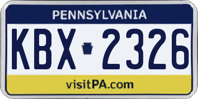 PA license plate KBX2326