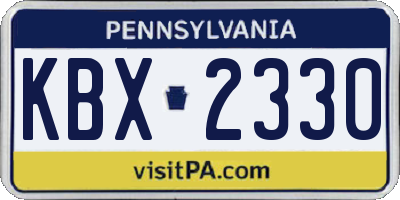PA license plate KBX2330