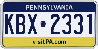 PA license plate KBX2331
