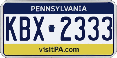 PA license plate KBX2333
