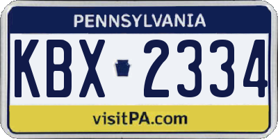 PA license plate KBX2334