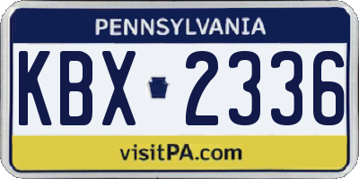 PA license plate KBX2336